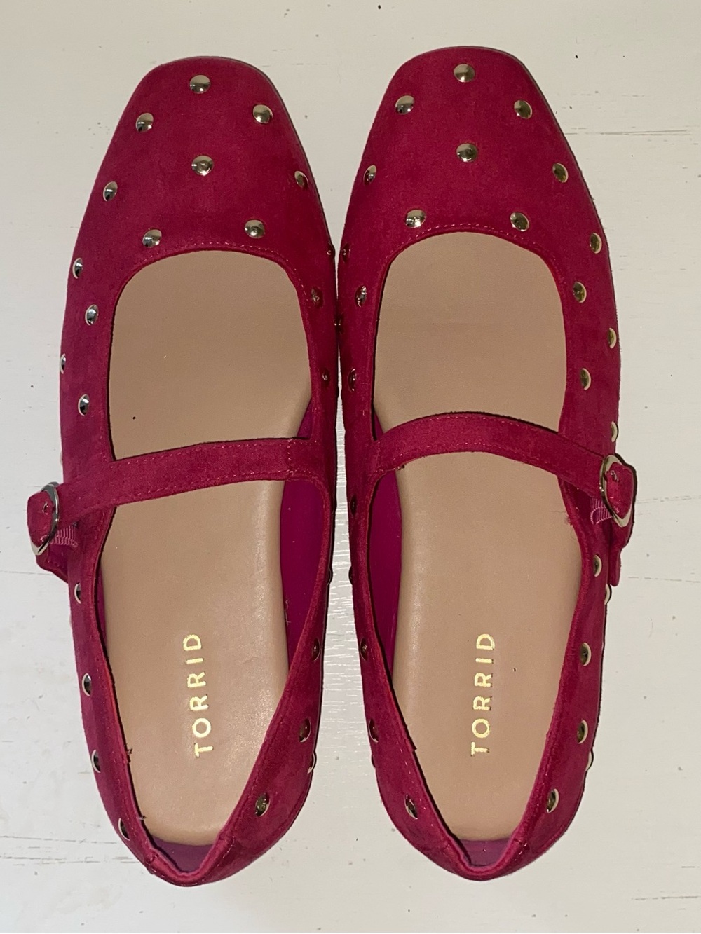 torrid Studded Mary Jane Flats in Deep Wine Red